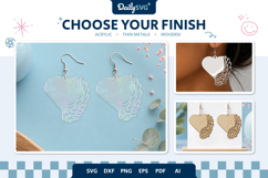 Angel Wing Heart Earrings Laser Cut SVG Product Image 2