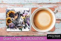 Ibizan Hound Square Coaster Dog Sublimation Floral PNG Product Image 1