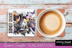 Dog Square Coaster - Dog Mom Floral Coaster Sublimation Product Image 1