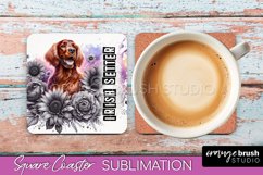 Dog Square Coaster - Dog Mom Floral Coaster Sublimation Product Image 1