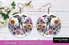 Italian Greyhound Earrings Dog Sublimation Floral PNG Product Image 1