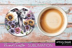 Italian Greyhound Round Coaster Dog Sublimation Floral PNG Product Image 1