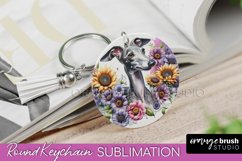 Italian Greyhound Keychain Dog Sublimation Floral PNG Product Image 1