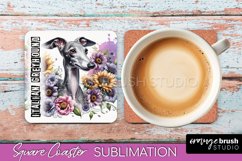 Dog Square Coaster - Dog Mom Floral Coaster Sublimation Product Image 1