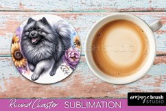 Keeshond Round Coaster Dog Sublimation Floral PNG Product Image 1