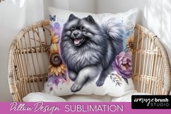 Keeshond Pillow Cover Dog Sublimation Floral PNG Product Image 1