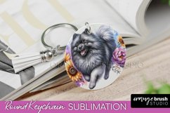 Keeshond Keychain Dog Sublimation Floral PNG Product Image 1