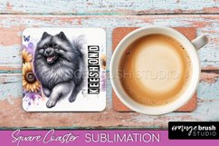Dog Square Coaster - Dog Mom Floral Coaster Sublimation Product Image 1