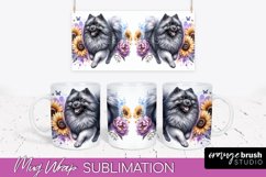 Keeshond Mug Wrap Dog Sublimation Floral PNG Product Image 1