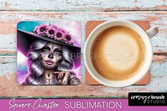 Catrina Coaster - Halloween Square Coaster, Day of the Dead Product Image 1