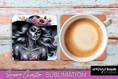 Catrina Coaster - Halloween Square Coaster, Day of the Dead Product Image 1