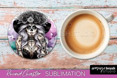 Catrina Coaster - Halloween Round Coaster, Day of the Dead Product Image 1