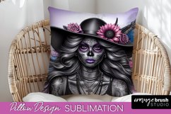 Catrina Pillow Cover - Day of the Dead Pillow Sublimation Product Image 1