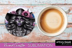 Catrina Coaster - Halloween Round Coaster, Day of the Dead Product Image 1