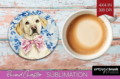 Labrador Retriever Dog Round Coaster Floral Dog Coaster PNG Product Image 1