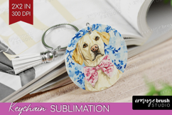 Labrador Retriever Dog Keychain PNG Floral Dog Keychain Product Image 1