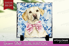 Labrador Retriever Dog Slate PNG Floral Dog Square Slate Product Image 1