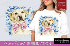 Labrador Retriever Dog Square Tshirt Background Floral Dog Product Image 1