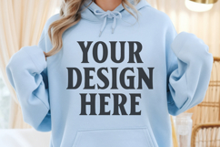 Light Blue Gildan 18500 Hoodie Mockup, Unisex Sweatshirt Moc Product Image 1