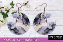 Marble Texture Round Earring Sublimation, Abstract Earrings Product Image 1