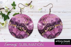 Marble Texture Round Earring Sublimation, Abstract Earrings Product Image 1
