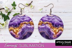 Marble Texture Round Earring Sublimation, Abstract Earrings Product Image 1