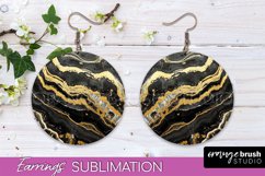 Marble Texture Round Earring Sublimation, Abstract Earrings Product Image 1
