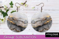 Marble Texture Round Earring Sublimation, Abstract Earrings Product Image 1