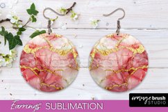 Marble Texture Round Earring Sublimation, Abstract Earrings Product Image 1