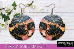 Marble Texture Round Earring Sublimation, Abstract Earrings Product Image 1
