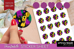 Mardi Gras Round Sticker - Carnival Printable Sticker Sheet Product Image 1