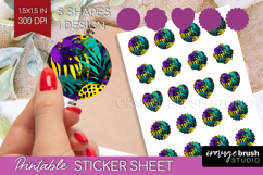 Mardi Gras Round Sticker - Carnival Printable Sticker Sheet Product Image 1