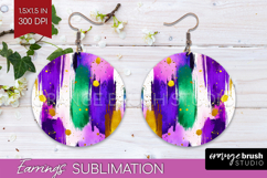 Mardi Gras Round Earrings - Carnival PNG Sublimation Product Image 1