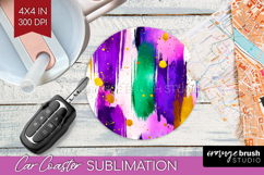 Mardi Gras Car Coaster - Carnival Coaster PNG Sublimation Product Image 1