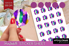 Mardi Gras Round Sticker - Carnival Printable Sticker Sheet Product Image 1