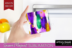 Mardi Gras Magnet Sublimation - Carnival Square Magnet PNG Product Image 1