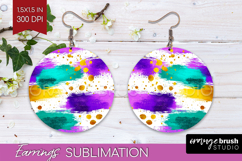 Mardi Gras Round Earrings - Carnival PNG Sublimation Product Image 1