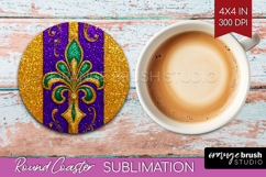 Mardi Gras Round Coaster - Carnival Coaster PNG Sublimation Product Image 1