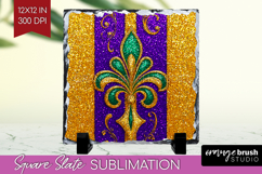 Mardi Gras Slate PNG - Carnival Square Slate Sublimation Product Image 1