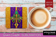 Mardi Gras Square Coaster - Carnival Coaster PNG Sublimation Product Image 1