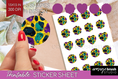 Mardi Gras Round Sticker - Carnival Printable Sticker Sheet Product Image 1