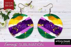 Mardi Gras Round Earrings - Carnival PNG Sublimation Product Image 1