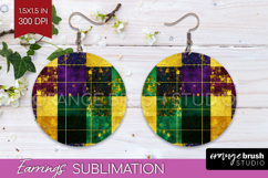 Mardi Gras Round Earrings - Carnival PNG Sublimation Product Image 1
