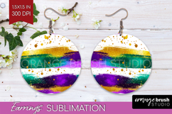 Mardi Gras Round Earrings - Carnival PNG Sublimation Product Image 1