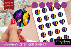 Mardi Gras Round Sticker - Carnival Printable Sticker Sheet Product Image 1