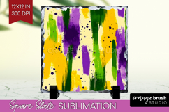 Mardi Gras Slate PNG - Carnival Square Slate Sublimation Product Image 1