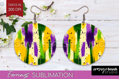 Mardi Gras Round Earrings - Carnival PNG Sublimation Product Image 1