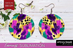 Mardi Gras Round Earrings - Carnival PNG Sublimation Product Image 1