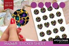 Mardi Gras Round Sticker - Carnival Printable Sticker Sheet Product Image 1