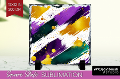 Mardi Gras Slate PNG - Carnival Square Slate Sublimation Product Image 1